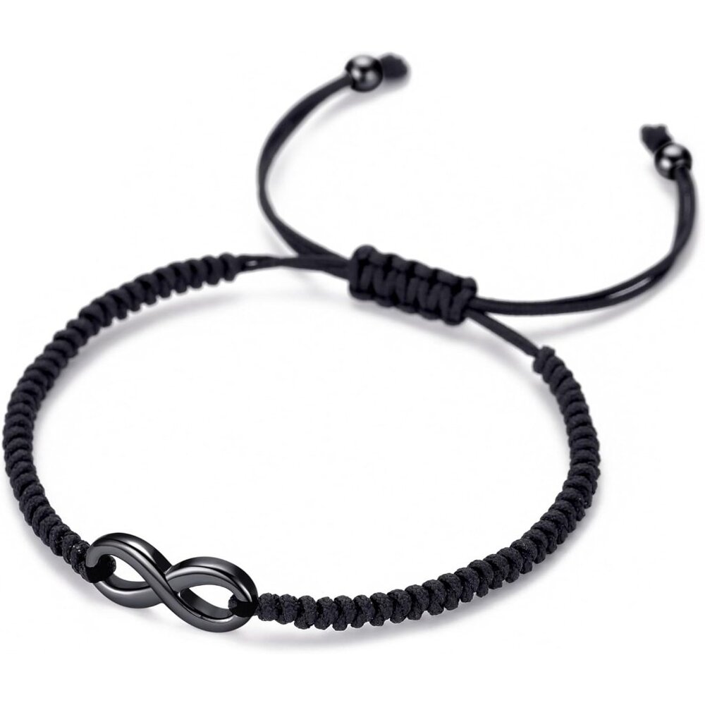 Infinity Matching Couples Bracelets Silver Black-… - image 3
